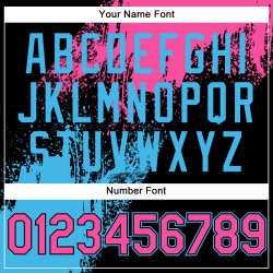 Maglia da baseball blu con motivo a pennello, tratto astratto 3D, personalizzata, rosa, autentico, nero-cielo Maglia da baseball blu con motivo a pennello, tratto astratto 3D, personalizzata, rosa, autentico, nero-cielo