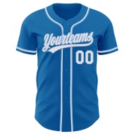 Maglia da baseball blu autentica bianca e chiara personalizzata blu Maglia da baseball blu autentica bianca e chiara personalizzata blu