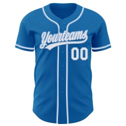 Maglia da baseball blu autentica bianca e chiara personalizzata blu Maglia da baseball blu autentica bianca e chiara personalizzata blu