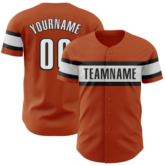 Maglia da baseball arancione autentica personalizzata Texas White-Black Maglia da baseball arancione autentica personalizzata Texas White-Black