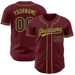 Maglia da baseball nera antica autentica personalizzata bordeaux oro Maglia da baseball nera antica autentica personalizzata bordeaux oro