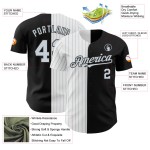 Maglia da baseball a righe nere autentiche personalizzate, stile "White-Argent Split" Maglia da baseball a righe nere autentiche personalizzate, stile "White-Argent Split"