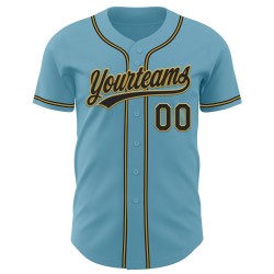 Maglia da baseball personalizzata blu autentica Shadow nera e oro antico Maglia da baseball personalizzata blu autentica Shadow nera e oro antico