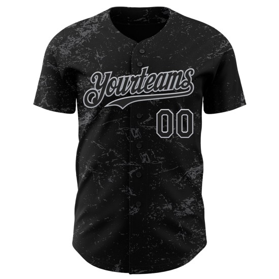 Maglia da baseball con schizzi grigi, design 3D personalizzato, motivo autentico, trama grigio-acciaio nero astratto Maglia da baseball con schizzi grigi, design 3D personalizzato, motivo autentico, trama grigio-acciaio nero astratto