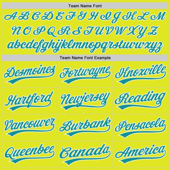 Maglia da baseball autentica personalizzata gialla neon, verde acqua e bianco Maglia da baseball autentica personalizzata gialla neon, verde acqua e bianco