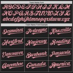 Maglia da baseball a righe nere personalizzate, autentiche, bianche e rosa medio divise Maglia da baseball a righe nere personalizzate, autentiche, bianche e rosa medio divise