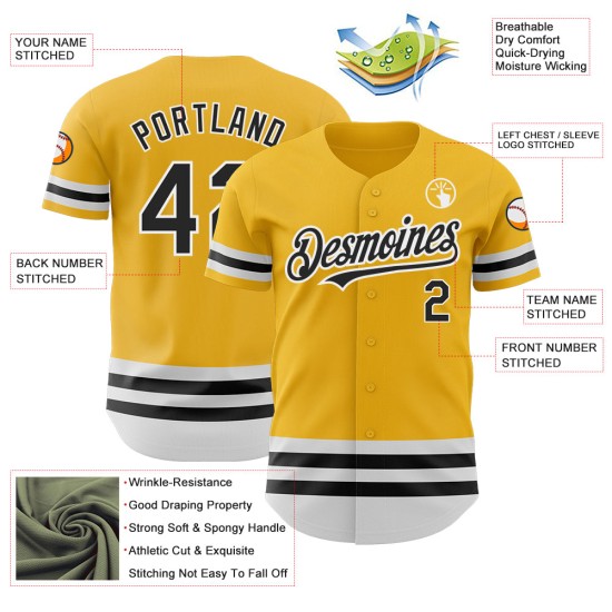 Maglia autentica Gold Line Baseball personalizzata nera e bianca Maglia autentica Gold Line Baseball personalizzata nera e bianca