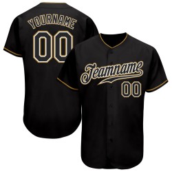 Maglia da baseball personalizzata nera autentica Gold Old Jersey nera Maglia da baseball personalizzata nera autentica Gold Old Jersey nera