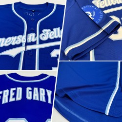 Maglia da baseball personalizzata autentica bianca e azzurra Royal Maglia da baseball personalizzata autentica bianca e azzurra Royal