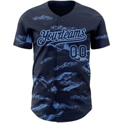 Maglia da baseball blu navy leggera personalizzata con design 3D autentico, modello Mountain Maglia da baseball blu navy leggera personalizzata con design 3D autentico, modello Mountain
