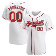 Maglia da baseball bianca, rossa e nera, personalizzata, autentica Maglia da baseball bianca, rossa e nera, personalizzata, autentica