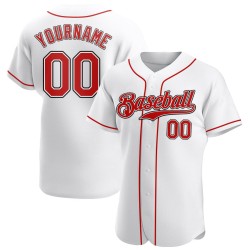 Maglia da baseball bianca, rossa e nera, personalizzata, autentica Maglia da baseball bianca, rossa e nera, personalizzata, autentica