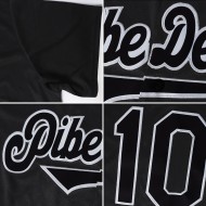 Maglia da baseball autentica nera personalizzata, a costine, stile retrò, bianca e grigia Maglia da baseball autentica nera personalizzata, a costine, stile retrò, bianca e grigia