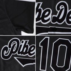 Maglia da baseball autentica nera personalizzata, a costine, stile retrò, bianca e grigia Maglia da baseball autentica nera personalizzata, a costine, stile retrò, bianca e grigia