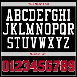 Maglietta da baseball nera personalizzata, maglia retrò a costine, autentica, rosso-bianca Maglietta da baseball nera personalizzata, maglia retrò a costine, autentica, rosso-bianca