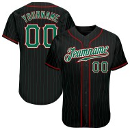 Maglia da baseball Kelly Kelly a righe verdi-rosse, personalizzata, autentica, nera Maglia da baseball Kelly Kelly a righe verdi-rosse, personalizzata, autentica, nera