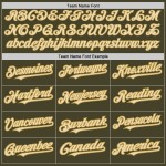 Per rendere omaggio all'autentico servizio di maglia da baseball personalizzata a righe color oro e verde oliva vecchio stile Per rendere omaggio all'autentico servizio di maglia da baseball personalizzata a righe color oro e verde oliva vecchio stile