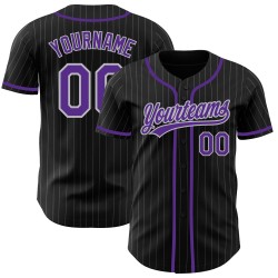 Maglia da baseball personalizzata autentica a righe nere, grigie e viola Maglia da baseball personalizzata autentica a righe nere, grigie e viola