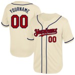 Maglia da baseball personalizzata in maglia color crema, rossa e blu navy, autentica, retrò Maglia da baseball personalizzata in maglia color crema, rossa e blu navy, autentica, retrò