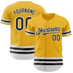 Maglia autentica Gold Line Baseball personalizzata nera e bianca
