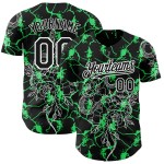 Maglia da baseball con motivo a serpente neon 3D, personalizzata, nera, verde e bianca, con design a tema animale. Maglia da baseball con motivo a serpente neon 3D, personalizzata, nera, verde e bianca, con design a tema animale.