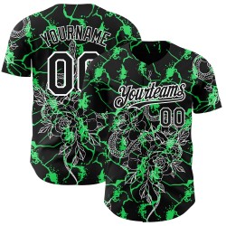 Maglia da baseball con motivo a serpente neon 3D, personalizzata, nera, verde e bianca, con design a tema animale. Maglia da baseball con motivo a serpente neon 3D, personalizzata, nera, verde e bianca, con design a tema animale.